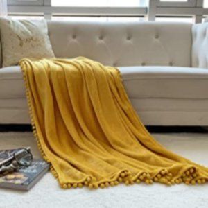 Plush Pom Pom Throw Blanket